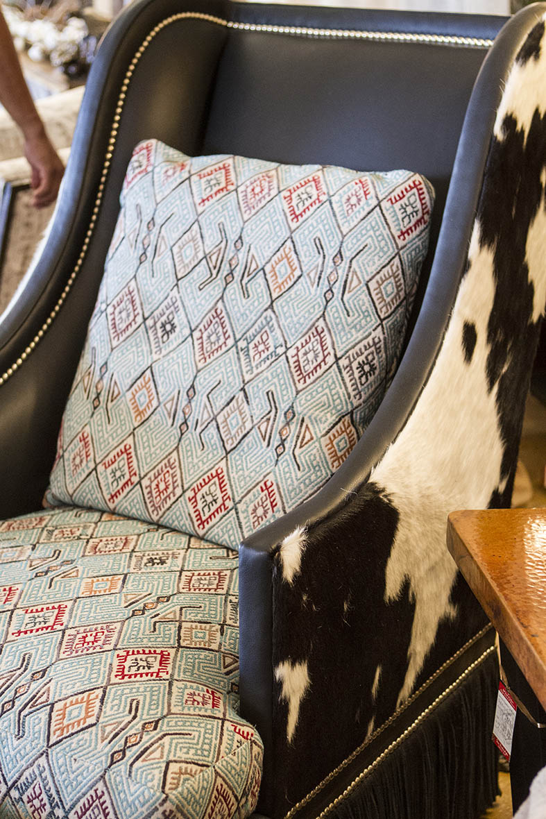 Sue Bickerdyke Interiors - hand painted leather chair & ottoman